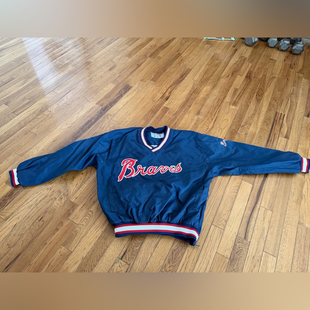 STARTER Navy Braves V-Neck Starter